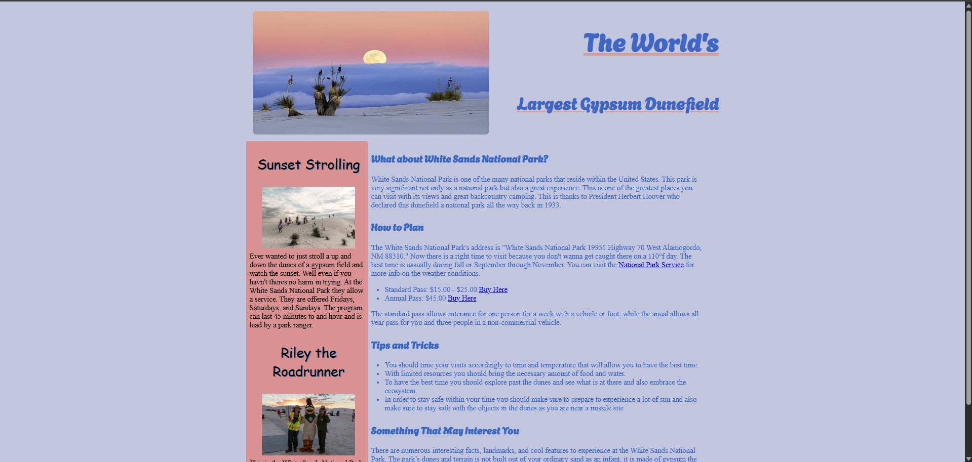 national park website